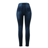 Ženske hlače raštrkane hlače plus veličine oprane ženske traperice tamno plave l