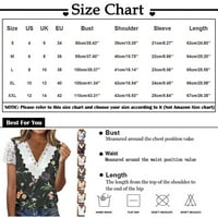 Ženski bluze Ženska čipka majica Ležerne prilike za ispis kratkih rukava V-izrez čipkasti patchwork