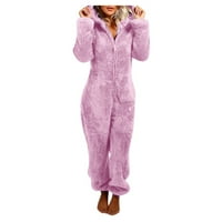 Ženske pidžame Jumpsuits - Dugim rukavima sa kapuljačom pajama Casual Winter Warm Rompe Sleepper Purple