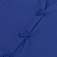 Ženska gumb V-izrez u obliku vrata Ležerne prilike elastične pletene džemper Kardigan jakna Modne žene