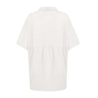 Žene Ljetne bluze Ženska Henley s kratkim rukavima dolje Tunic Tops modne ležerne majice Tee bijeli m