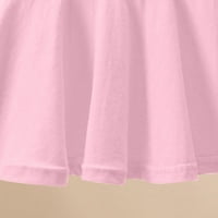 Ljetna djevojka odjeća Solidna boja Crew vrat kratki rukav Linijsku duljinu koljena haljina casual kućna