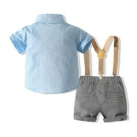 Bullpiano ljetni mali toddler Gentleman odijelo za bebe dječake Setovi odjeće kratki rukav Houndstooth Bowtie majica + šorcs Gentreman odijela odijela 1-7t