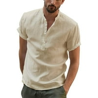 CLlios posteljine za muškarce Regularna fit casual gumb uz Henleyji košulju sa čvrstom kratkom rukavom plaža Top lagana majica
