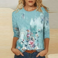Clearbans pod $ cherella ženska modna tiskana labava majica rukava bluza okrugli vrat casual vrhovi