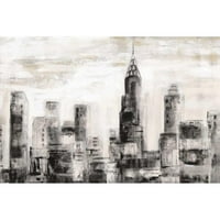 Vassileva, Silvia crni moderni uokvireni muzej umjetnički print pod nazivom - Manhattan Skyline BW Crop