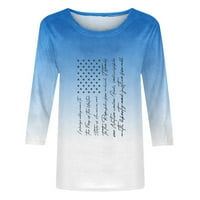 Aufmer Clearence ženske majice rukave američka zastava, dame modni casual okrugli vrat ubod u boji u