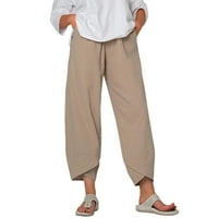 BXINGSFTYS ženske casual pantalone boho stil posteljine pamučne ljetne hlače za svakodnevnu odjeću