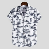 Muška majica Ležerne prilike Slaba labava fit štamparija Etnička bluza Kratka havajski ovratnik dugme Leotard Top