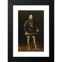 Habsburg Court slikar Crni moderni uokvireni muzej umjetnički print pod nazivom - Portret Philipa II
