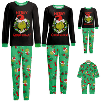Božićna porodica koja odgovara pidžami set Grinch vrhovi hlača Jammyes Spavaće noćne odjeće