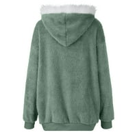 SKSLOEEG jakne za žene s dugim rukavima puna zip jakna s kapuljačom toplo casual kardigan džemper zeleni