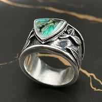 Keusn Exquisite Dame Ring Vintage Tirkizni srebrni list prsten za vjenčanje prsten nakit pokloni w