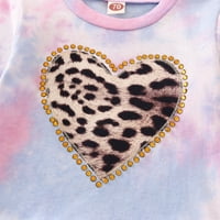 Djevojke za bebe Jesenska odjeća set kravata Dye Leopard srce srce + duge hlače
