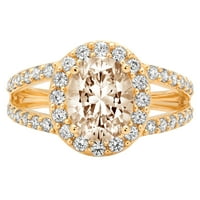 2.78ct ovalni rez braon šampanjac simulirani dijamant 18k žuto zlato graviranje godišnjice Angažovanje