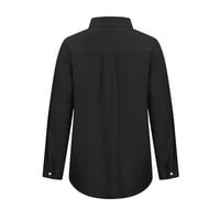 Ženski gumb dole V izrez majica na vrhu Casual Dressy Roller up bluze s dugim rukavima Tunički košuljnjak za poslovne radne majice