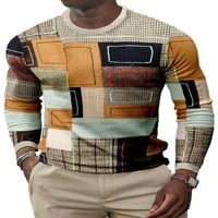 Grianlook muns majice Geometrijska bluza za ispis dugih rukava Redovna fit majica Crew vrat Men Casual