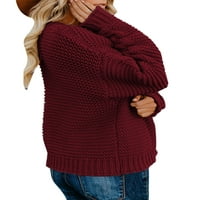 Grianlook Women Open Front Cardigan džemper Plablji otvor za vrata Sport Solid Color Coat Claret XL
