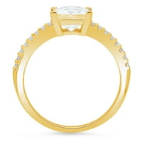 1. CT Princess Cut originalni kultivirani dijamant VS1-VS G-H 18K Žuto zlato Obećanje Vjenčanje Izjava