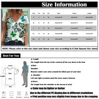 Feternal Fashion ženski ljetni labavi ispis V-izrez leptir uzorak majica s kratkim rukavima duge haljine