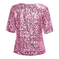 Majica Dyfzdhu za žene Proljeće i ljeto Čvrsta boja Okrugli spajanje u obliku vrata labava majica