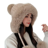 Miyuaadkai bomber hats dame zimske pletene vunene kape tri kuglična pulover kapa za toplu uši pribor