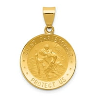 14k žuto zlato katolički zaštitnik Saint Christopher Medalja četkani mat završni privjesak šarm