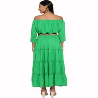 Eloria Women Moda Off ramena Bljeskane rukave Maxi haljina Cadsy, Tkanina: Rayon, Boja: zelena, veličina: