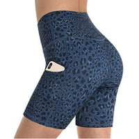 Joga kratke hlače za ženske ležerne leopard Ispiši kamuflažni ispisan džep, ženska vježba za trčanje guzica za podizanje ženskih plijena, ženske super elastične pantalone kratke hlače