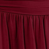 Leuncero dame duljina koljena suknja visoki struk MIDI suknje sa džepovima Žene Redovni boho ruched