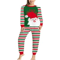 Žene Muška djeca Striped Sleepwear Salon za spavanje Holiday PJ setovi elastična struka Soft Božićna