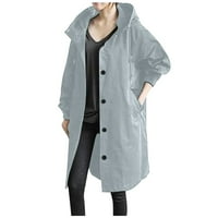 Dame dugački kaput s jednim grudima sa kapuljačom srednje duljine prekomjernog kaputa Windbreaker Vjetrootporna udobna duga jakna