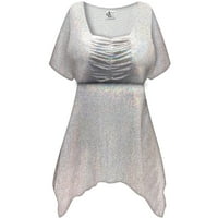 Veliki ženski kratki rukav, ležerna breskva aurora dizajner Ispis babydoll vrhovi ruširane peplum eklektične majice