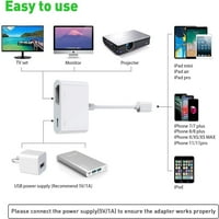 [Apple MFI certificirano] Digital AV-a HDMI Adapter AV, za iPad iPhone do HDMI adaptera 1080p sa lukom za punjenje kompatibilan za iPhone, iPad i iPod modele i TV monitore