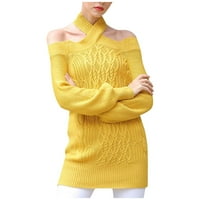 Buigttklop Vrijeme i TRU džemperi za žensko čišćenje Žene pulover bez kaiševa, pulover dugih rukava