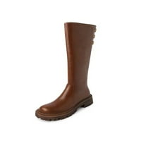 Eloshman Women Modna platforma High Calf čizme Hodanje gumba Neklizajuće jahanje Boots Otporni na klizanje