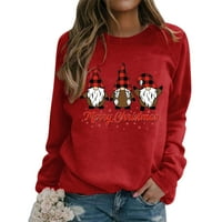 Košulja za žene Merry Božićni print O vrat Duks okrugli izrez Fit pulover vrhovi Ležerne prilike dugih