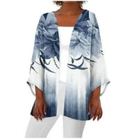 Cleance Women Trendy Print bluza s rukavima Kardigani LASE COMFY Soft Tops Navy XXXXL