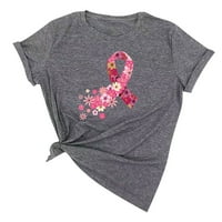 Cleariance za podizanje raka dojke Modne žene Ljeto labavi ispis Okrugli vrat majica kratkih rukava