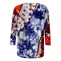 Ženska Dan Neevidence Tie Dye Top i bluza Summer Modne zvijezde i prugasti grafički tunik Tees Crewneck