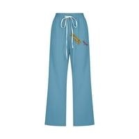 Kiplyki Veleprodaja ženske kaprise cvjetne tiskane elastične labave hlače ravno široke pantalone za noge sa džepom