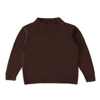 Grianlook Kids Slatko posada pulover s dugim rukavima s dugim rukavima na otvorenom pune boje pletene džempere tamno smeđe 6
