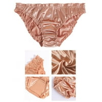 Xmarks Womens Silky Sexy Satin Bikini Gaćice Frill Trim Satin Donje rublje Grede Green