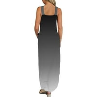 Sawvnm Plus Veličina Ženska ljetna dizajna Ležerne haljina postepena bez rukava Viseći vrat V-izrez duga haljina vruća prodaja crna xl