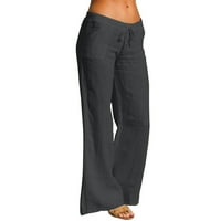 Žene visokog struka širokog nogu hlača modne rezanje elastične pantalone udobne ravnotežne pantalone