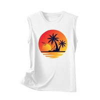 Olyvenn ženski ljetni izlasci The Tank T-majice Trendy Hawaian bez rukava za odmor Plaža za odmor Grafički cami Crew Crt Mladi košulje Ribded Basic Loose Fit Flowy Bluz