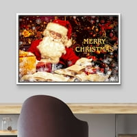 Uokvirena platna Print Wall Art Merry Božić Santa Claus Predstavlja proslave i odmor Dekorativna ilustracija