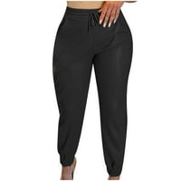 Ženske vatrene kožne pantalone nacrtaju elastične visoke struk joggers casual labave pantalone sa džepovima