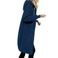 HFYIHGF ženske plus duge dukseve tuničke dukseve zimske ruke obložene jakne casual zip up hoodie kaputi