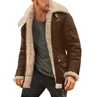Muška jakna Moda Jednostavan zimski kaput rever ovratnik dugih rukava kožna jakna od vintage zgušnjavanja